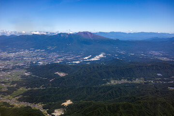 浅間山を南側から空撮