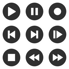 Media player, music, video and audio control icons set