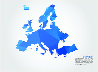 europe map  blue Color on white background