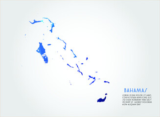 Bahamas map blue Color on white background polygonal