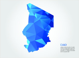  Chad map blue Color on white background