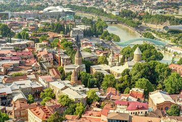 Fototapeta na wymiar Tbilisi cityscape from Narikala Fortress