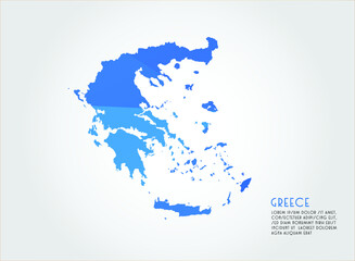 Greece map blue Color on white background polygonal	