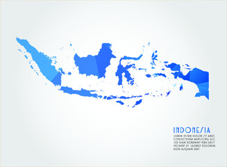 Indonesia map blue Color on white background polygonal	