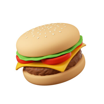 Tasty Cheeseburger digital illustartion. 3d rendered image.