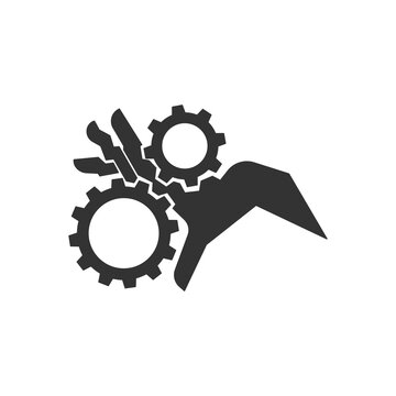 Pinch point entanglement crush gears icon isolated on white background. Caution symbol modern, simple, vector, icon for website design, mobile app, ui. Vector Illustration