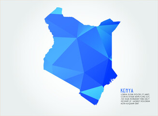  Kenya map. blue Color on white background polygonal	