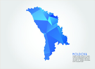 Moldova map blue Color on white background polygonal	