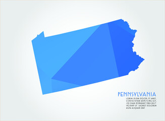 PENNSYLVANIA map blue Color on white background polygonal	
