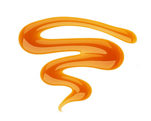 Caramel sauce isolated on white background, top view