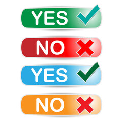 Yes and No message with check mark and wrong sign