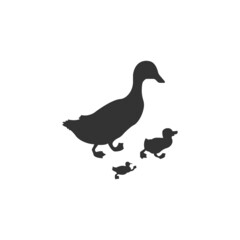 Duck and ducklings crossing icon isolated on white background. symbol modern, simple, vector, icon for website design, mobile app, ui. Vector Illustration