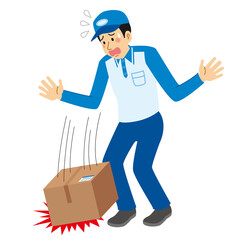 荷物を落とす運送業者