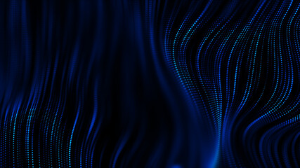 Futuristic point wave. Abstract background with a dynamic wave.Connecting background. Abstract wave. Artificial intelligence. Big data technology 3d rendering
