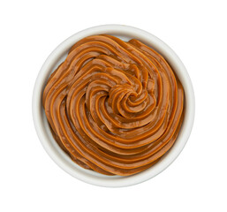 Boiled condensed milk, melted caramel cream, top view