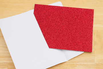 Blank red glitter greeting card