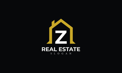 Alphabet Z Real Estate Monogram Vector Logo Design, Letter Z House Icon Template