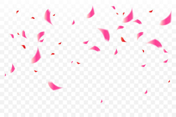Valentines Background With Many Falling Pink Confetti. Celebration Decoration. Concept. Vector