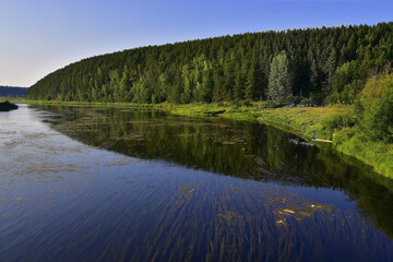 Panorama of the Sylva river near the Plakun waterfall