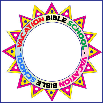 Vacation Bible School illustration advertisement with the center area available for text
