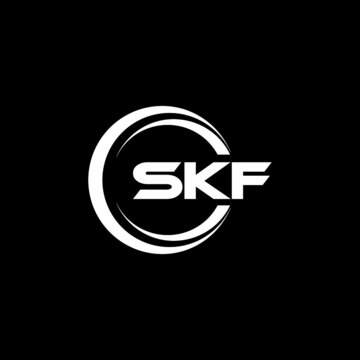 SKF letter logo design with black background in illustrator, cube logo, vector logo, modern alphabet font overlap style. calligraphy designs for logo, Poster, Invitation, etc.
