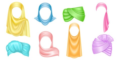Colored turban and hijab, arab headdress - obrazy, fototapety, plakaty