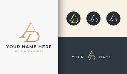 A D monogram serif letter logo design
