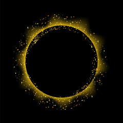 Total Solar Eclipse on Black Background. Abstract Light Effect. Space Landscape