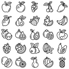 fruit outline icon set