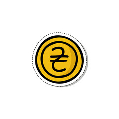 hryvnia coin doodle sticker icon, vector line color illustration