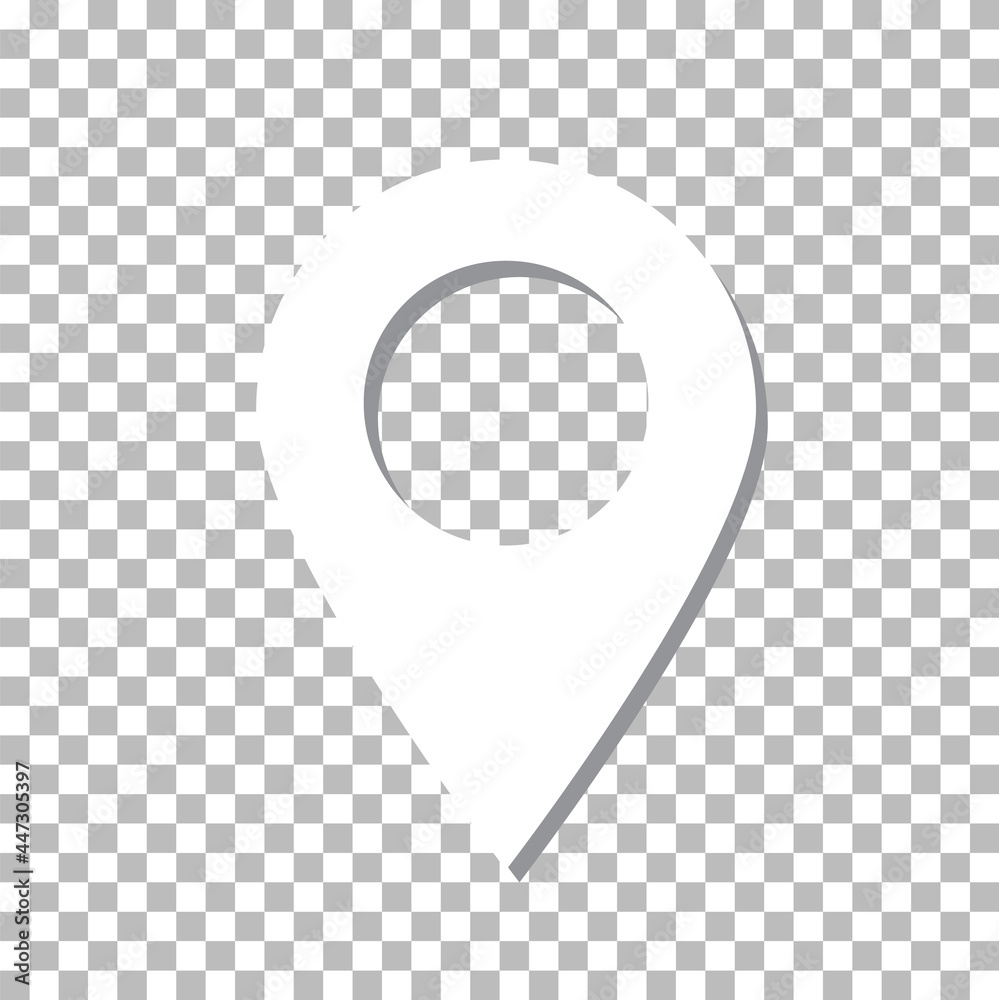 Wall mural map label icon on transparent background. mark pointer sign. pin white symbol. flat style.