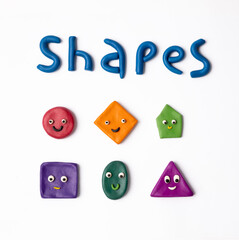 cute geometric shapes made of plasticine.
Child development, the study of basic geometric shapes