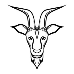 Naklejka premium Black and white line art of goat head. Good use for symbol, mascot, icon, avatar, tattoo,T-Shirt design, logo or any design.