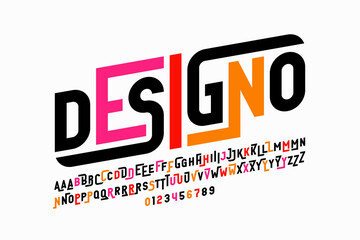 Modern style font design, alphabet letters and numbers vector illustration © piai