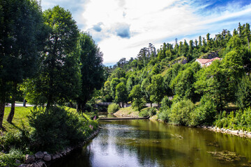 Fototapeta na wymiar View of Pivka River and Nature in Postojna, Slovenia