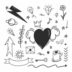 abstract scribble doodle elements. love doodle concept. .
