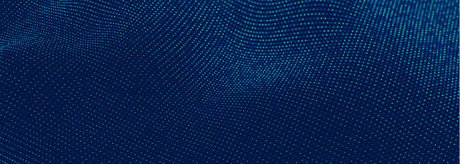 Abstract blue particle background. Flow wave with dot landscape. Digital data structure. Future mesh or sound grid. Pattern point visualization. Technology vector illustration.