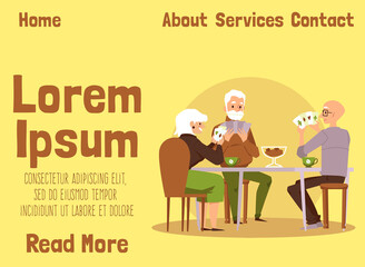 Web banner interface with elderly retirement age people flat vector illustration.