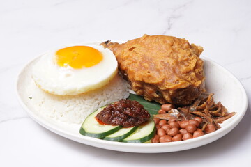 Nasi Lemak with fried chicken