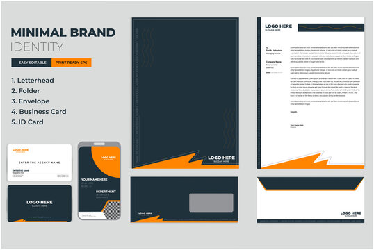 Modern Corporate Brand Identity Set with Letterhead, Business Card, Identity, ID card Vector Template.Print Ready, EPS Vector Updated Stationery Design