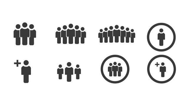 People, Person or user Icon Set. Vector isolated set of editable flat illustrations
