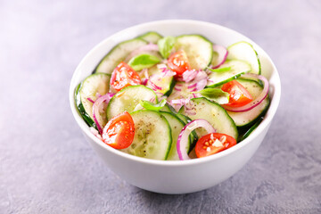 cucumber salad with tomato and basil