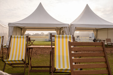 Gold cup 2021, Deck chairs and marquess at Cowdray polo event