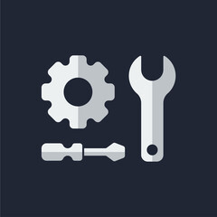 gear icon and screwdriver illustration, gear icon and screwdriver for icon settings