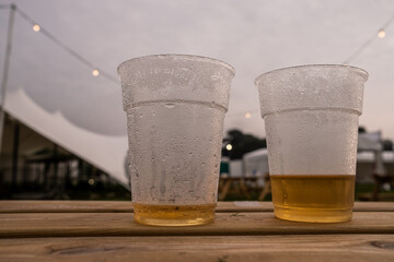 Drinking glass in morning dew