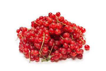 Tasty red currant isolated on white background.