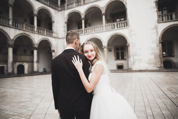 Fototapeta premium Wedding couple bride and groom holding hands