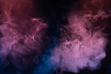 Blue and pink steam on a black background.
