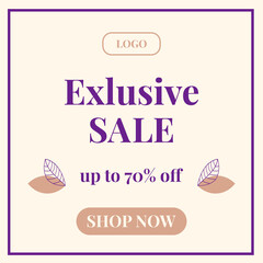 Beige and Purple Exclusive Sale Banner for Social Media