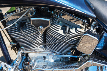 Fototapeta na wymiar V-shaped motorcycle engine, 2 Cylinders